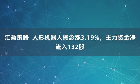汇盈策略  人形机器人概念涨3.19%，主力资金净流入132股